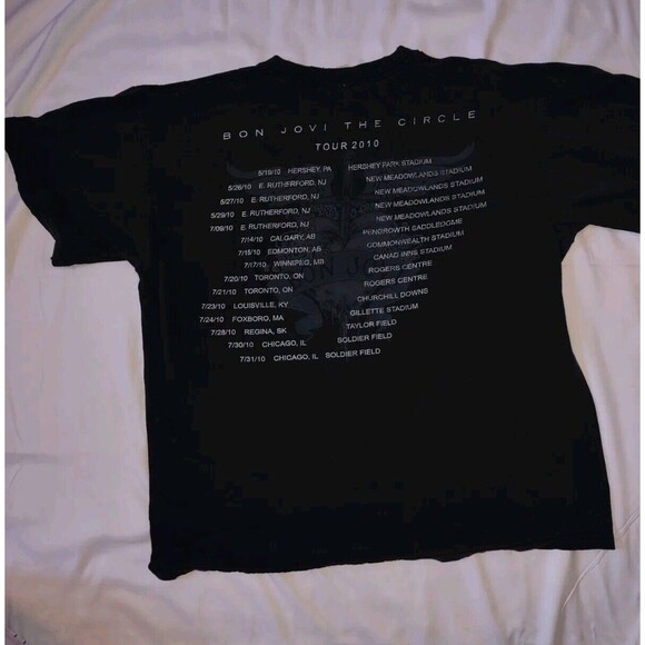 5/$25 Bon Jovi The Circle Tour 2010 Large Concert Tour T-Shirt Tee Gliden - Picture 4 of 5